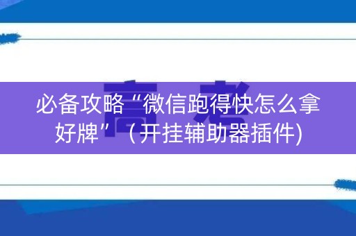 必备攻略“微信跑得快怎么拿好牌”（开挂辅助器插件)