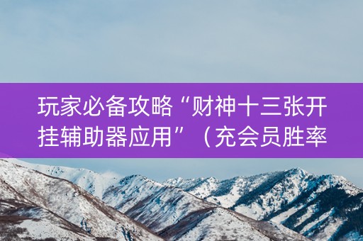 玩家必备攻略“财神十三张开挂辅助器应用”（充会员胜率高)