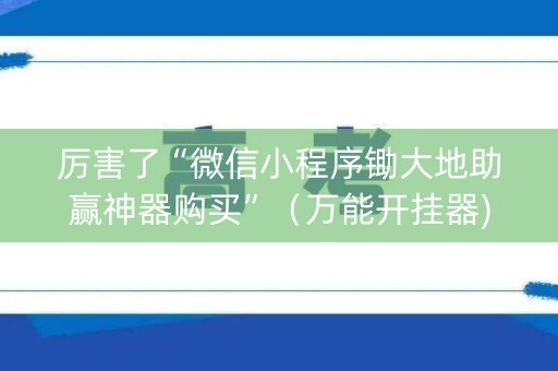 厉害了“微信小程序锄大地助赢神器购买”（万能开挂器)