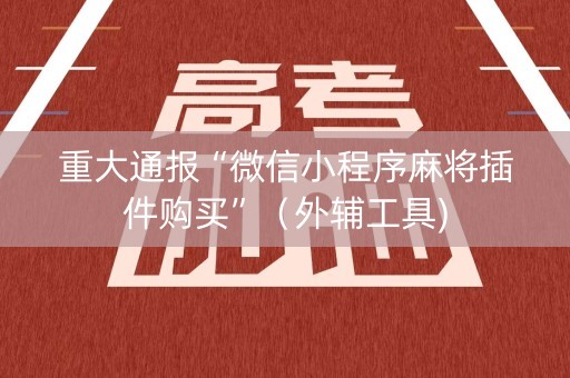 重大通报“微信小程序麻将插件购买”（外辅工具)