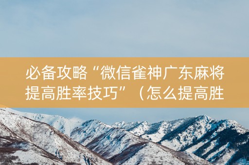 必备攻略“微信雀神广东麻将提高胜率技巧”（怎么提高胜率)
