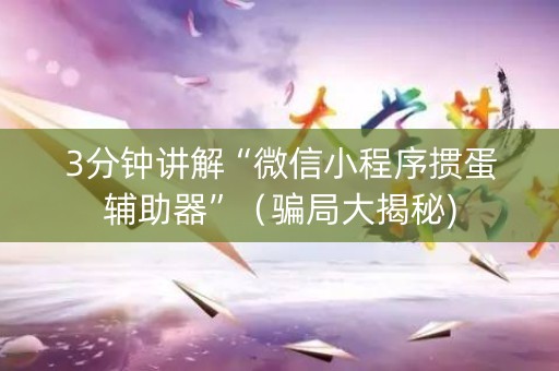 3分钟讲解“微信小程序掼蛋辅助器”（骗局大揭秘)