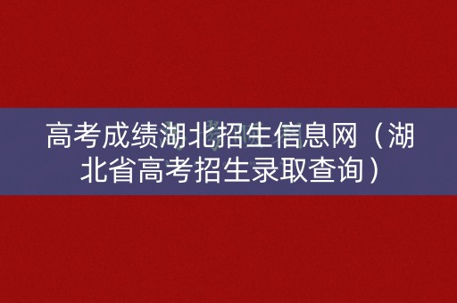 高考成绩湖北招生信息网（湖北省高考招生录取查询）