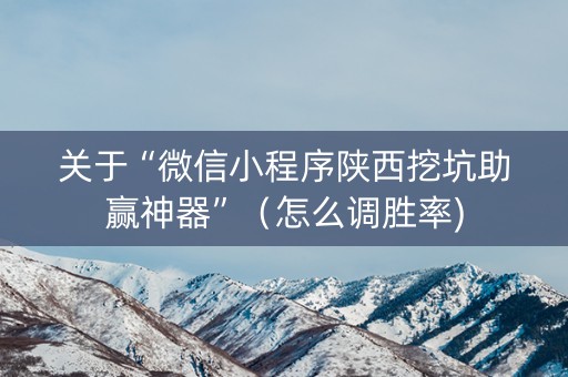 关于“微信小程序陕西挖坑助赢神器”（怎么调胜率)