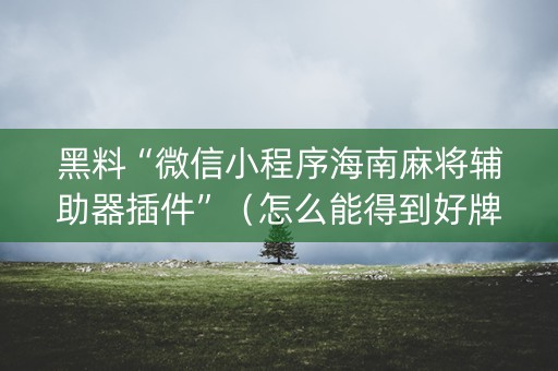 黑料“微信小程序海南麻将辅助器插件”（怎么能得到好牌)