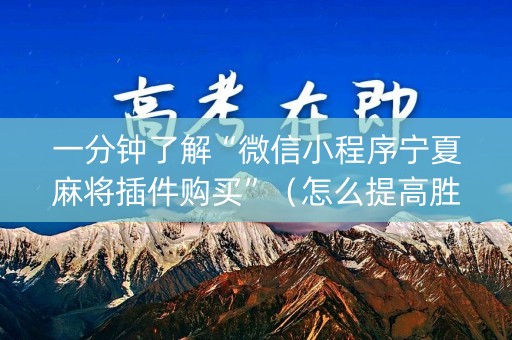 一分钟了解“微信小程序宁夏麻将插件购买”（怎么提高胜率)