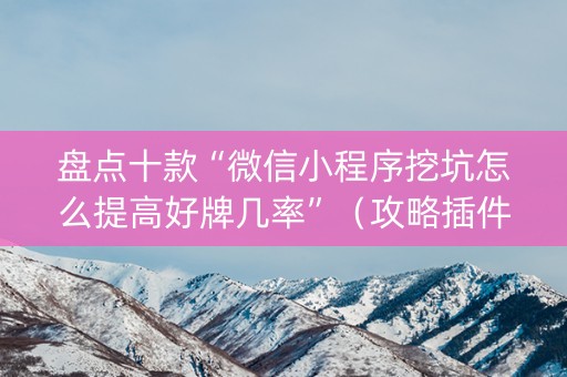 盘点十款“微信小程序挖坑怎么提高好牌几率”（攻略插件)