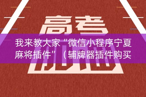 我来教大家“微信小程序宁夏麻将插件”（辅牌器插件购买)