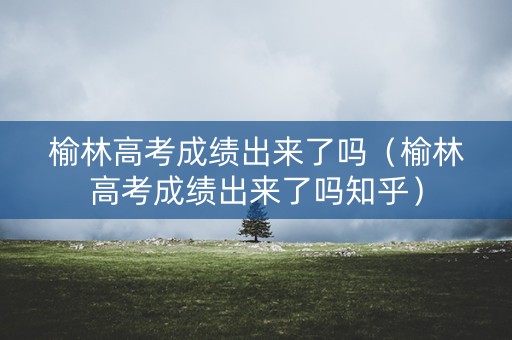 榆林高考成绩出来了吗（榆林高考成绩出来了吗知乎）