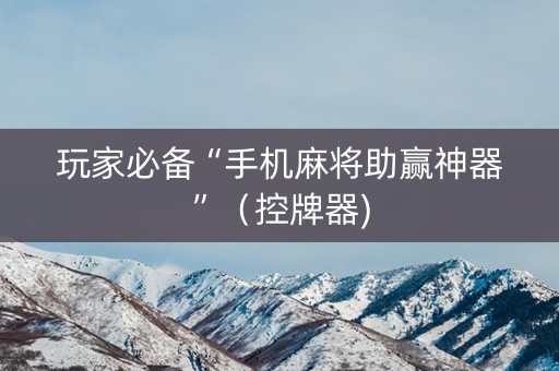玩家必备“手机麻将助赢神器”（控牌器)