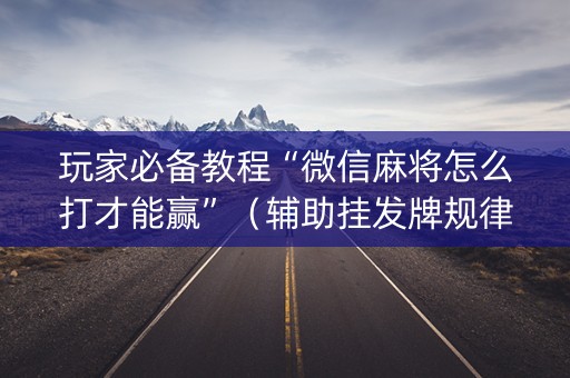 玩家必备教程“微信麻将怎么打才能赢”（辅助挂发牌规律)