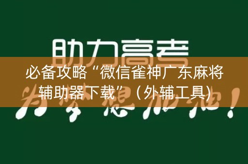 必备攻略“微信雀神广东麻将辅助器下载”（外辅工具)