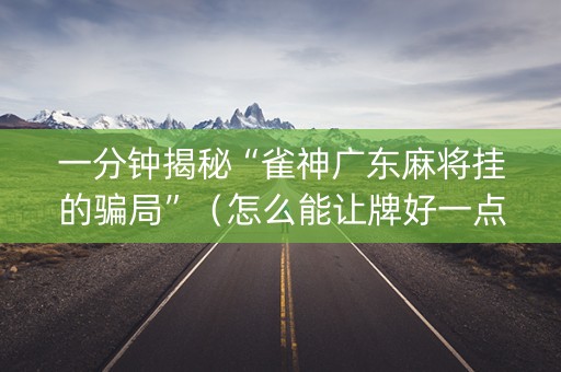 一分钟揭秘“雀神广东麻将挂的骗局”（怎么能让牌好一点)