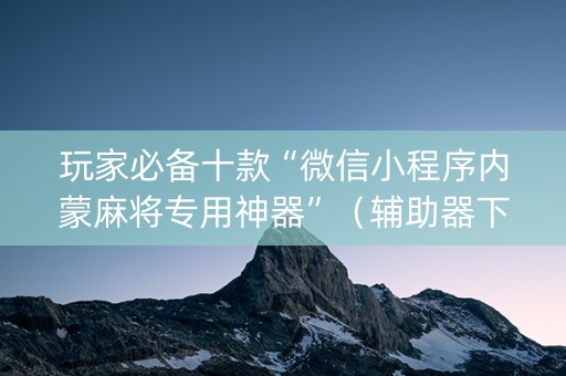 玩家必备十款“微信小程序内蒙麻将专用神器”（辅助器下载)