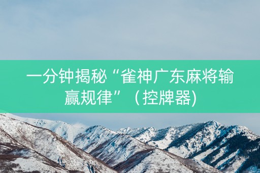 一分钟揭秘“雀神广东麻将输赢规律”（控牌器)