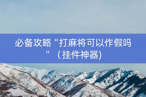 必备攻略“打麻将可以作假吗”（挂件神器)