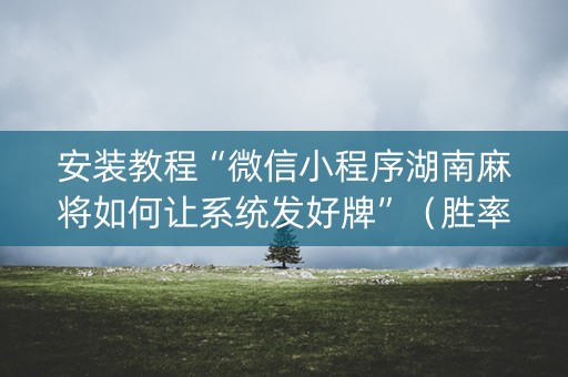 安装教程“微信小程序湖南麻将如何让系统发好牌”（胜率到哪调)