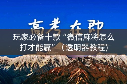玩家必备十款“微信麻将怎么打才能赢”（透明器教程)
