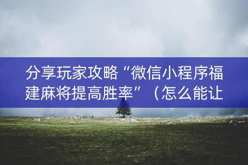 分享玩家攻略“微信小程序福建麻将提高胜率”（怎么能让牌好一点)