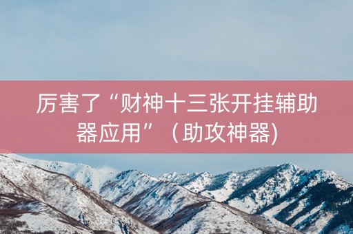 厉害了“财神十三张开挂辅助器应用”（助攻神器)