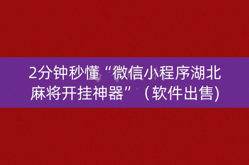 2分钟秒懂“微信小程序湖北麻将开挂神器”（软件出售)