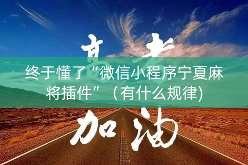 终于懂了“微信小程序宁夏麻将插件”（有什么规律)