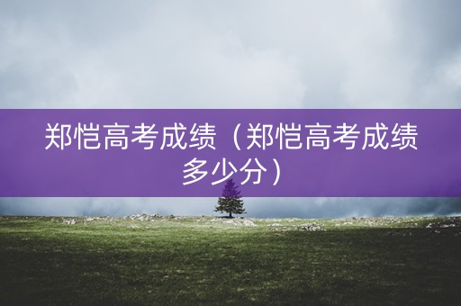 郑恺高考成绩（郑恺高考成绩多少分）