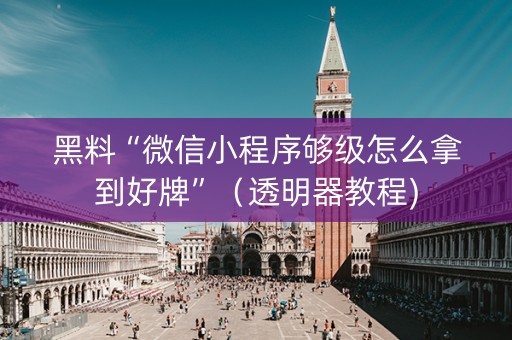 黑料“微信小程序够级怎么拿到好牌”（透明器教程)