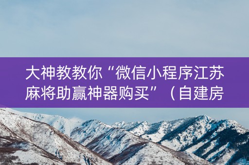 大神教教你“微信小程序江苏麻将助赢神器购买”（自建房怎么拿好牌)