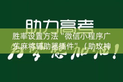 胜率设置方法“微信小程序广东麻将辅助器插件”（助攻神器)