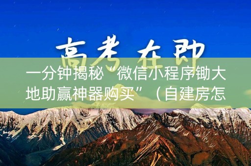 一分钟揭秘“微信小程序锄大地助赢神器购买”（自建房怎么拿好牌)