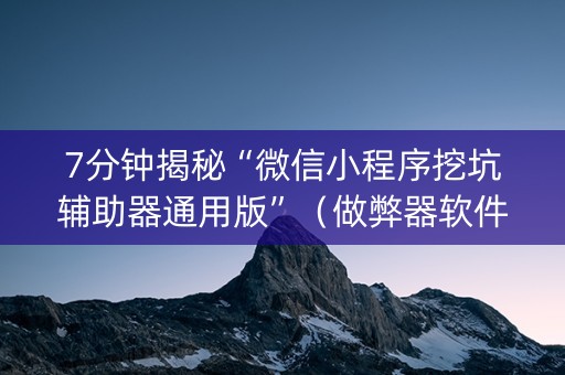 7分钟揭秘“微信小程序挖坑辅助器通用版”（做弊器软件下载)