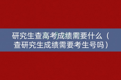 研究生查高考成绩需要什么（查研究生成绩需要考生号吗）