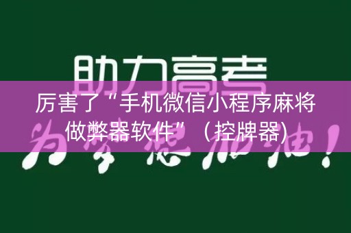 厉害了“手机微信小程序麻将做弊器软件”（控牌器)