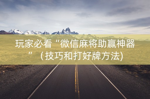 玩家必看“微信麻将助赢神器”（技巧和打好牌方法)