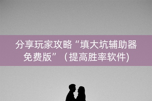分享玩家攻略“填大坑辅助器免费版”（提高胜率软件)