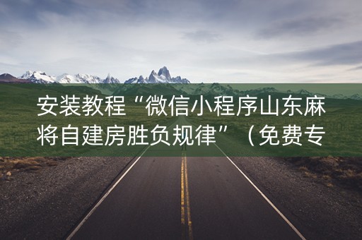 安装教程“微信小程序山东麻将自建房胜负规律”（免费专用神器)