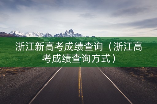 浙江新高考成绩查询（浙江高考成绩查询方式）