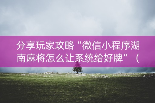 分享玩家攻略“微信小程序湖南麻将怎么让系统给好牌”（开挂神器下载)