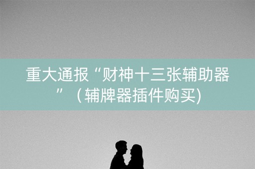 重大通报“财神十三张辅助器”（辅牌器插件购买)