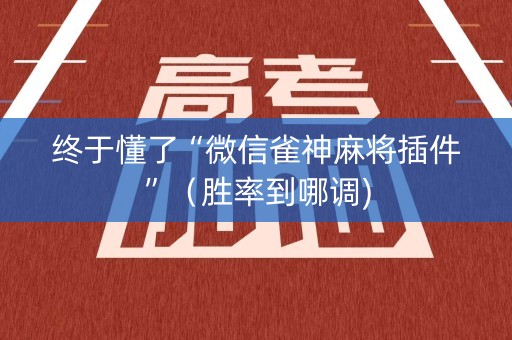 终于懂了“微信雀神麻将插件”（胜率到哪调)