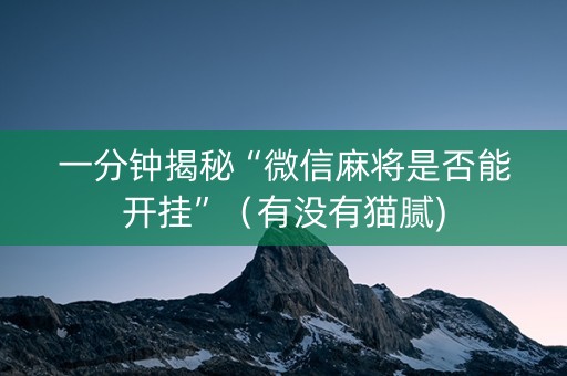 一分钟揭秘“微信麻将是否能开挂”（有没有猫腻)
