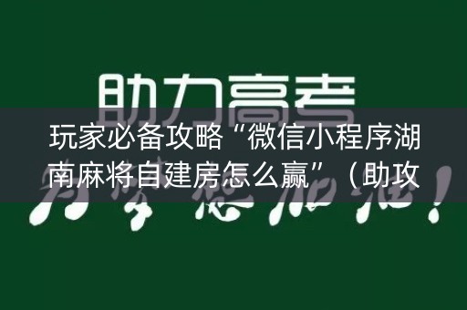 玩家必备攻略“微信小程序湖南麻将自建房怎么赢”（助攻神器)