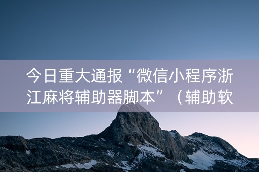 今日重大通报“微信小程序浙江麻将辅助器脚本”（辅助软件)