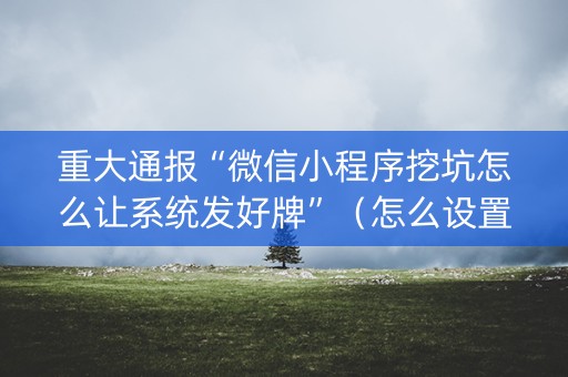 重大通报“微信小程序挖坑怎么让系统发好牌”（怎么设置能有好牌)
