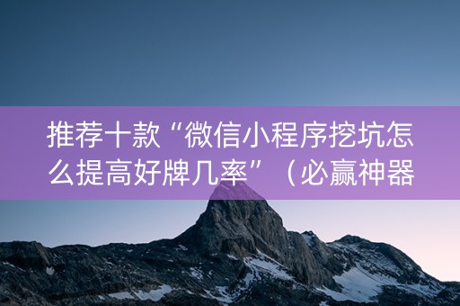 推荐十款“微信小程序挖坑怎么提高好牌几率”（必赢神器)