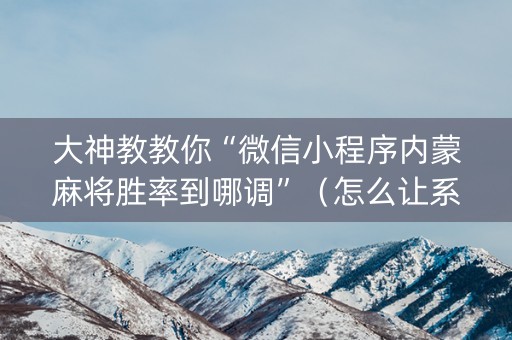 大神教教你“微信小程序内蒙麻将胜率到哪调”（怎么让系统给你发好牌)