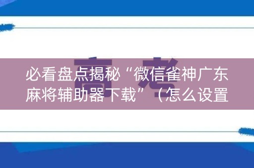 必看盘点揭秘“微信雀神广东麻将辅助器下载”（怎么设置能有好牌)