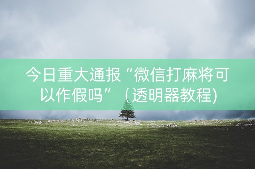 今日重大通报“微信打麻将可以作假吗”（透明器教程)