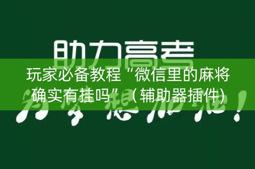 玩家必备教程“微信里的麻将确实有挂吗”（辅助器插件)